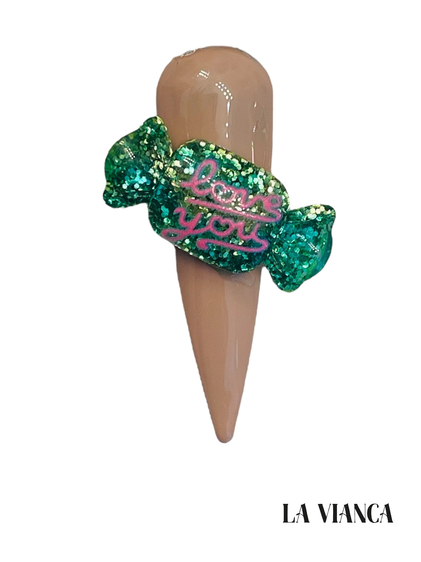 LOVE U Glitter Candy Nail Charms