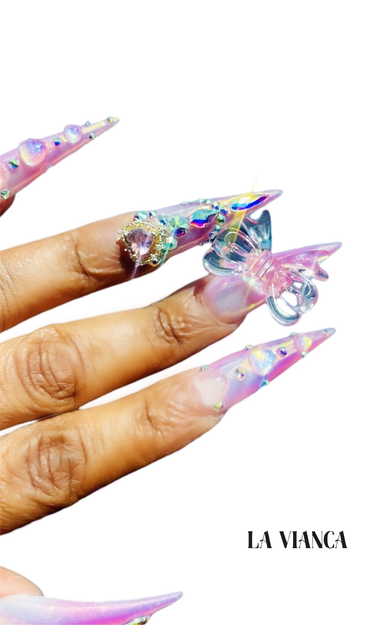 OH BOW Jumbo Pink Translucent Nail Charm
