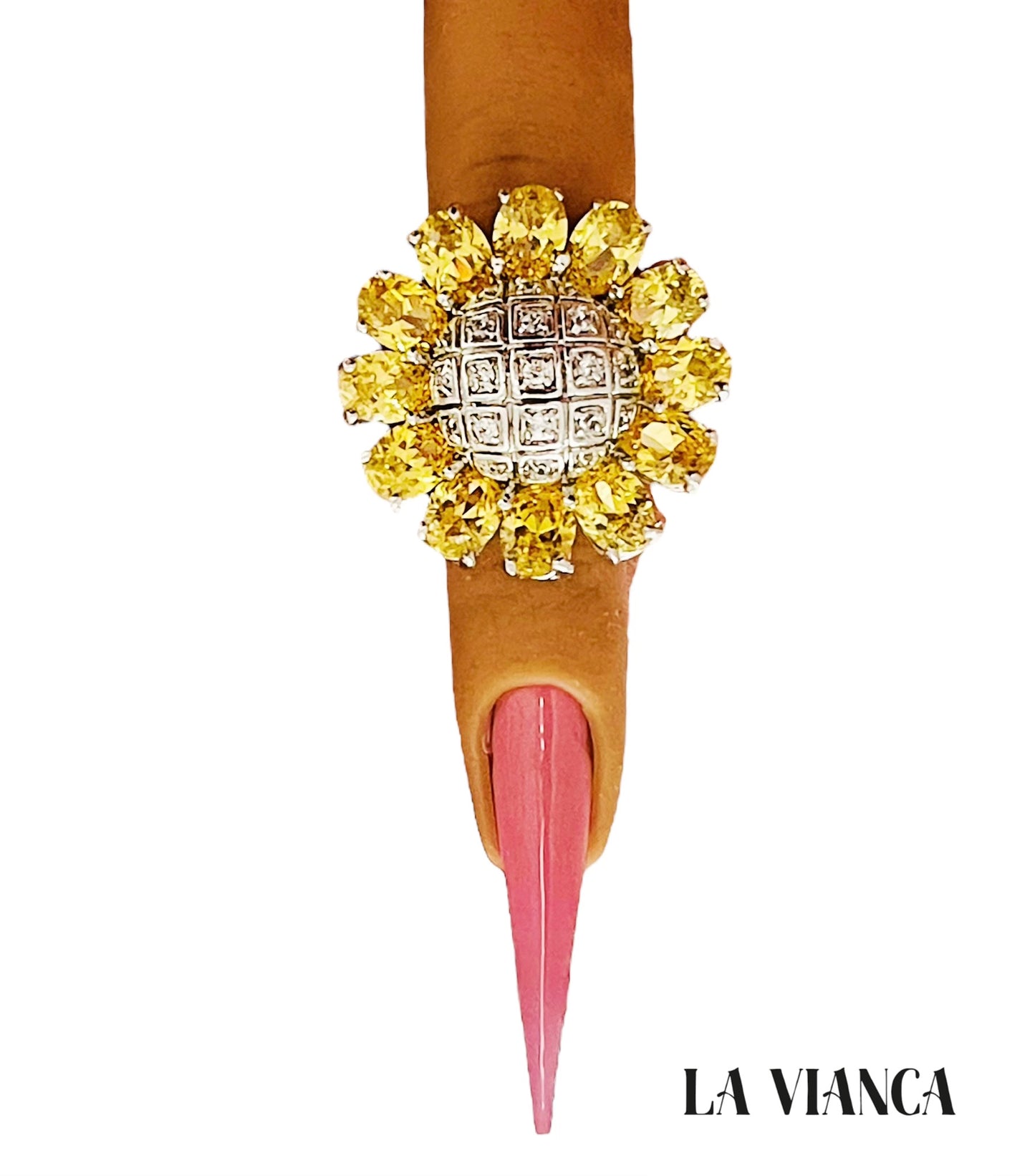 FLOWER POWER Yellow CZ Cocktail Statement Ring