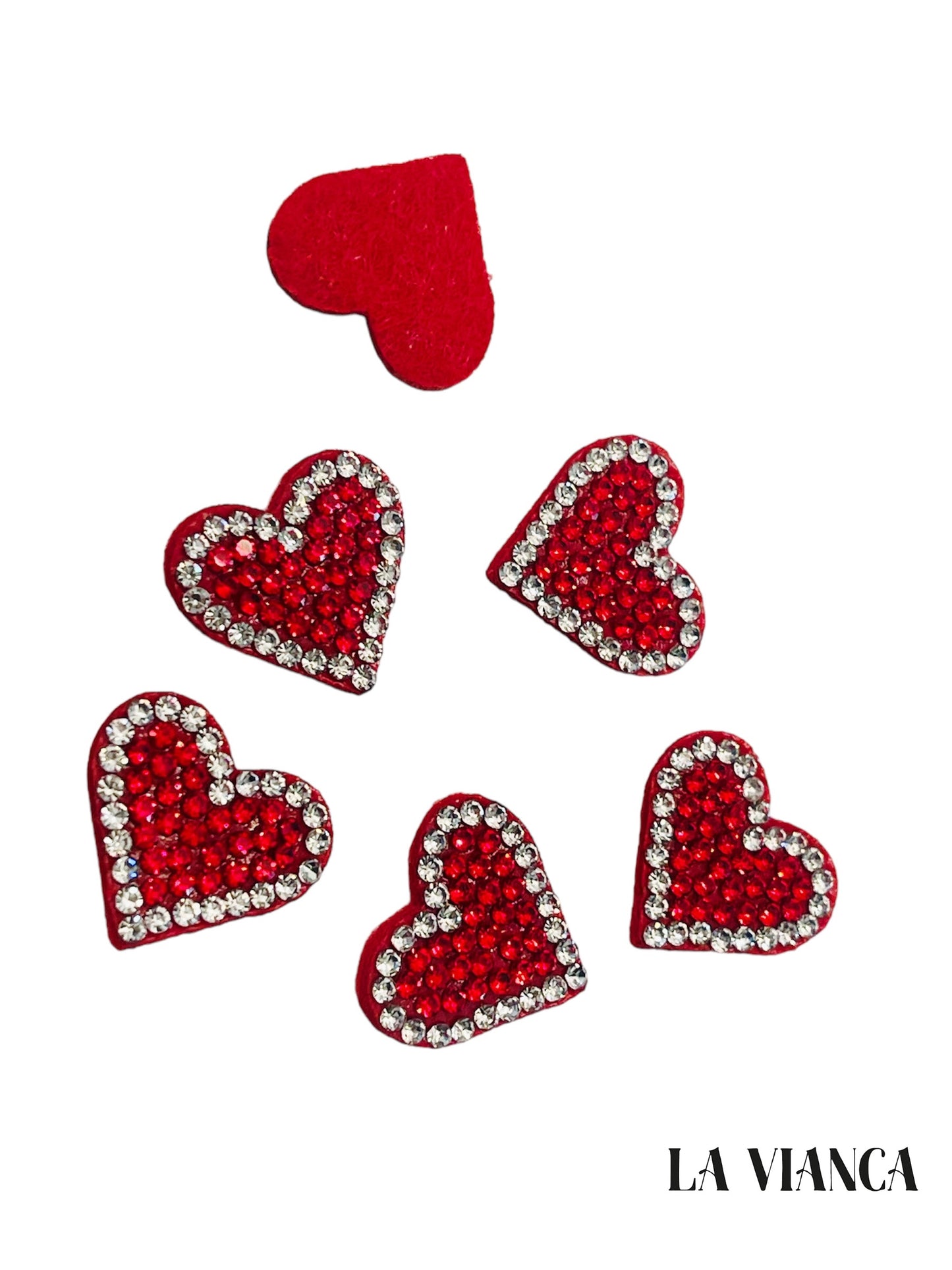 LOVER Red Crystal Heart Nail Charms