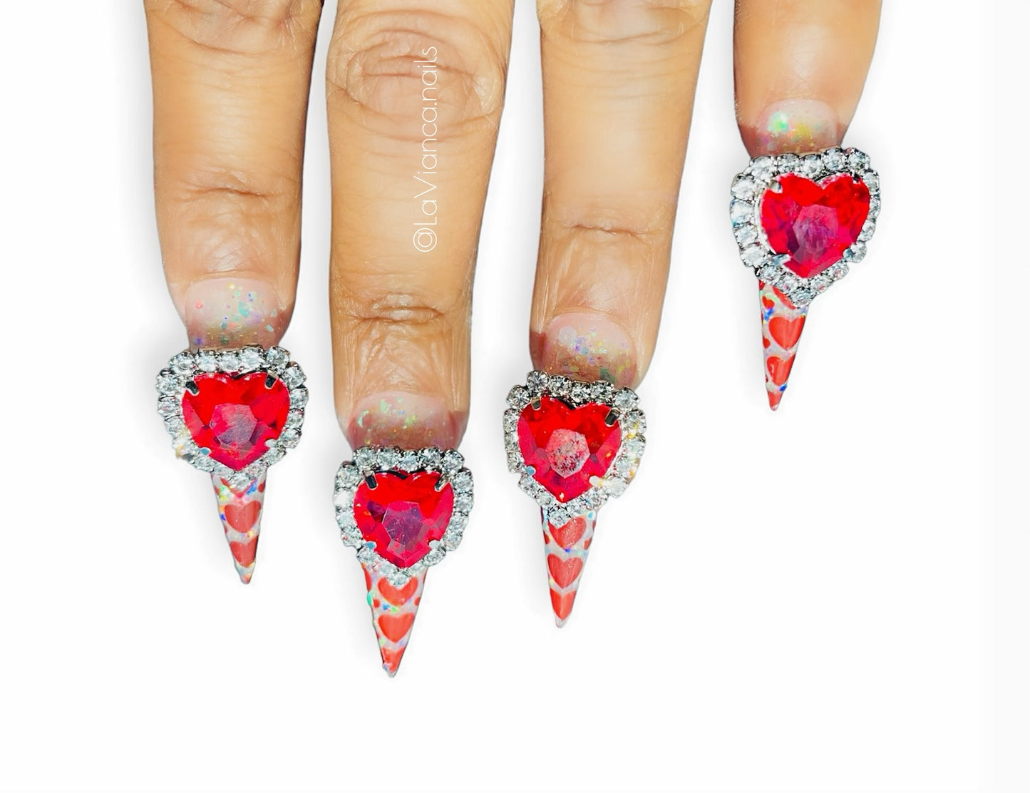 I HEART Rhinestone Nail Charms