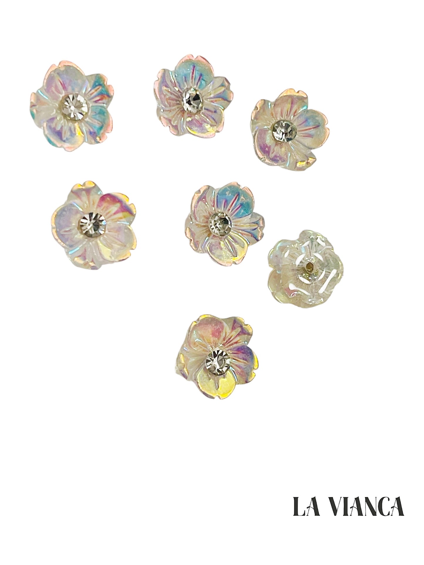 Iridescent Crystal Flower 3D Nail Charm