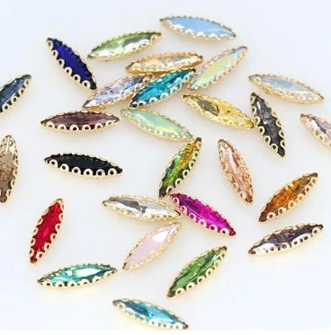 SLIM Navette Rhinestone Nail Charms