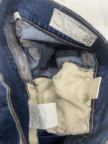 Rag & Bone Cropped Frayed Dark Skinny Jeans Sz 26