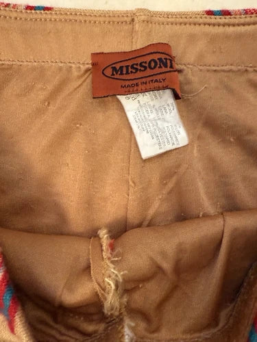 Missoni Vintage Zig Zag Red Tan Slim Pants Sz Small