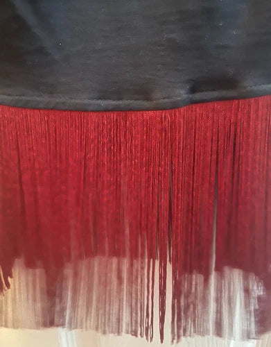 Jijil Red Black Fringe Shirt Top Sz 2