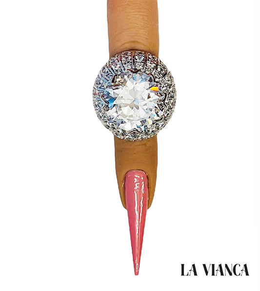 POOF! Round Pave Huge CZ Cocktail Statement Ring