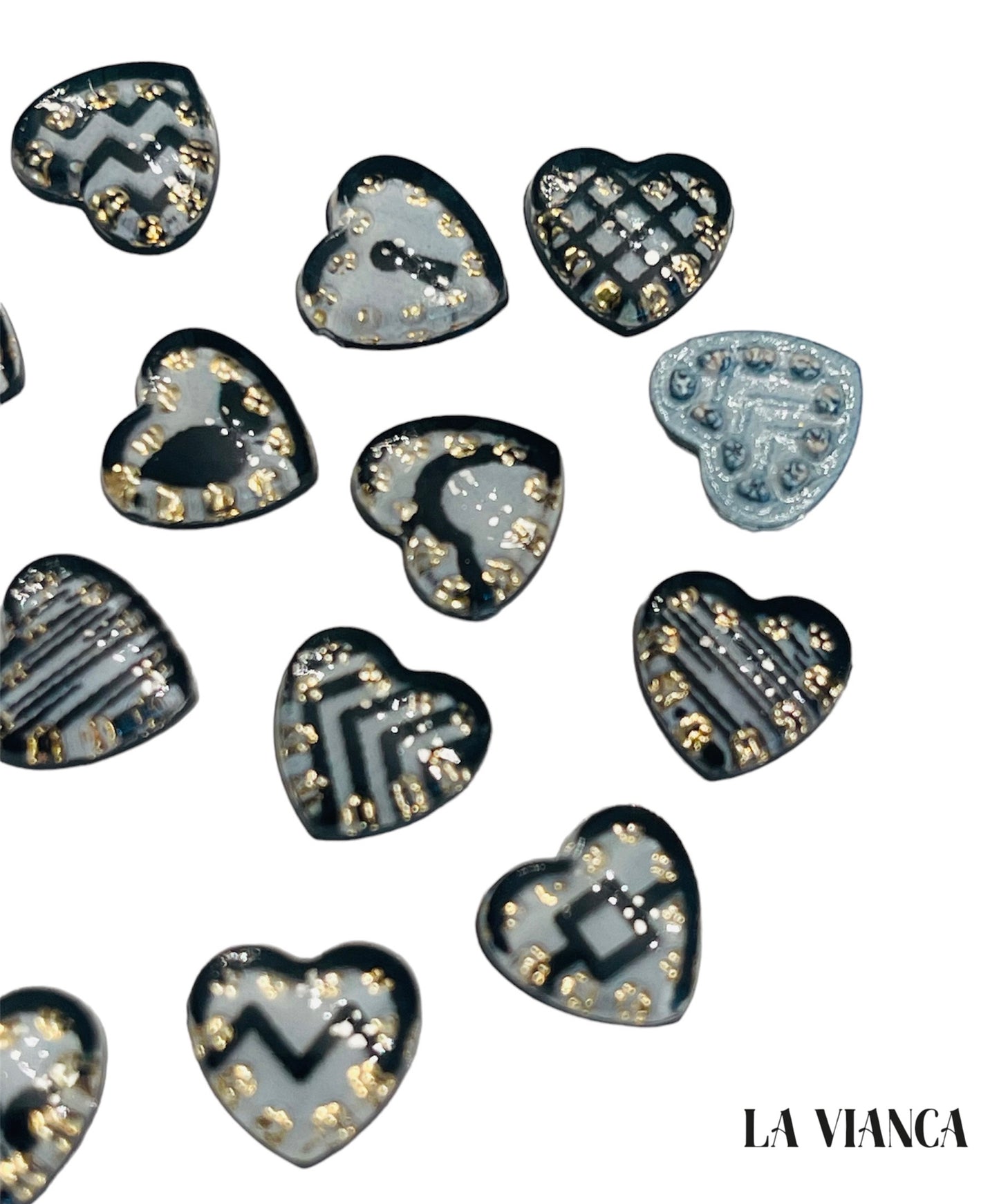 HEART DROP Clear Glitter Nail Charms