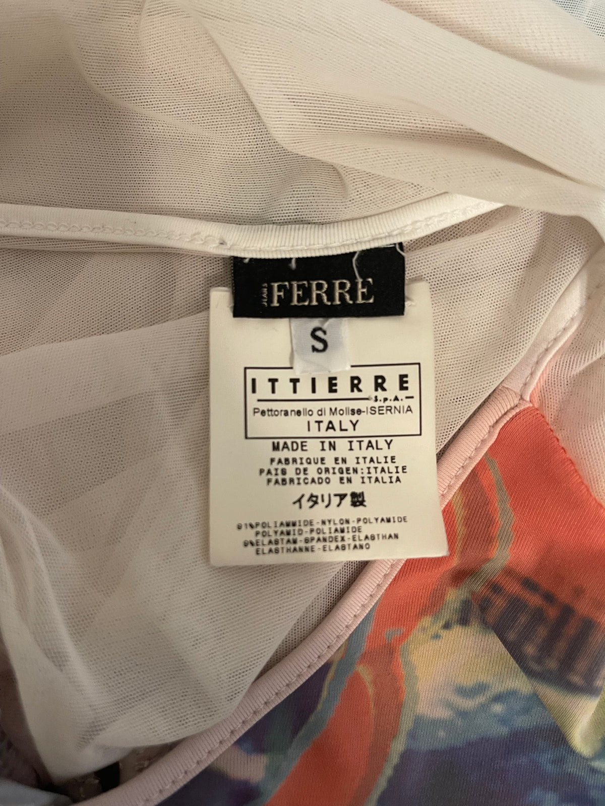 Gianfranco Ferre Vintage 90s Sequin Floral Mesh Top White Italy Designer SZ SMALL