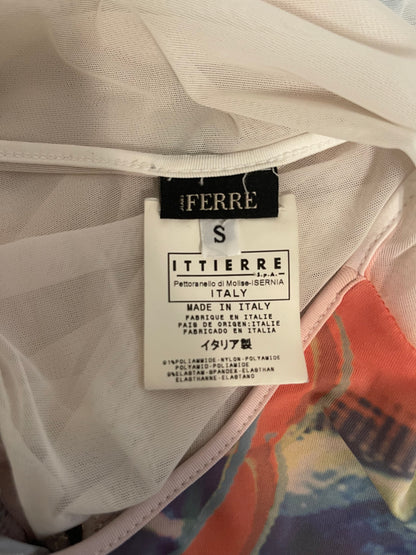 Gianfranco Ferre Vintage 90s Sequin Floral Mesh Top White Italy Designer SZ SMALL