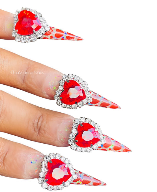 I HEART Rhinestone Nail Charms