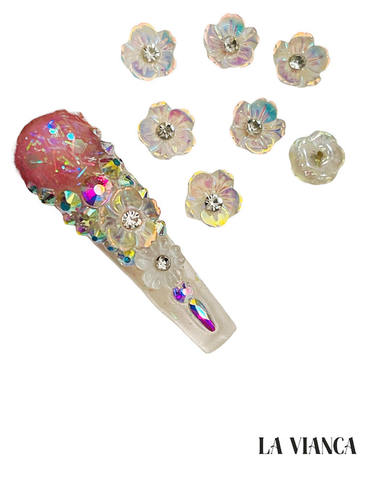 Iridescent Crystal Flower 3D Nail Charm