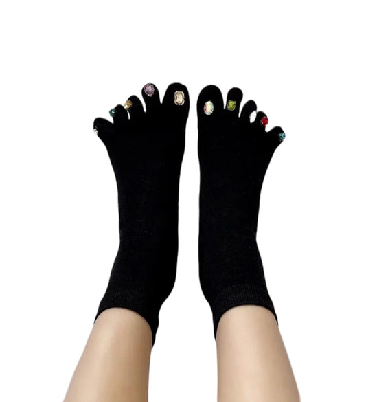 LA VIANCA Jeweled Cotton Five Toe Socks