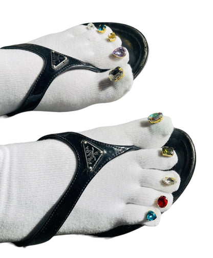 Jeweled Cotton Five Toe Socks