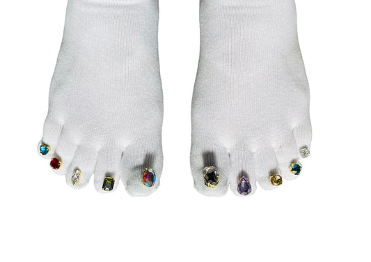 Jeweled Cotton Five Toe Socks