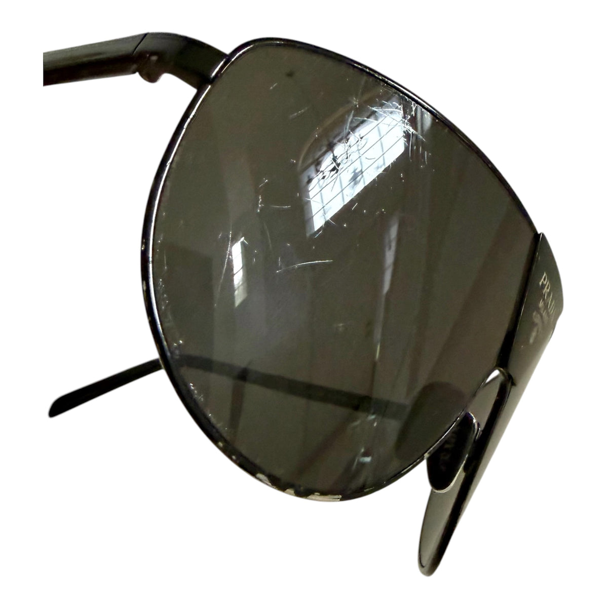 Prada PR 69ZS Black/Dark Grey (1AB5S0) Logo Shield Sunglasses
