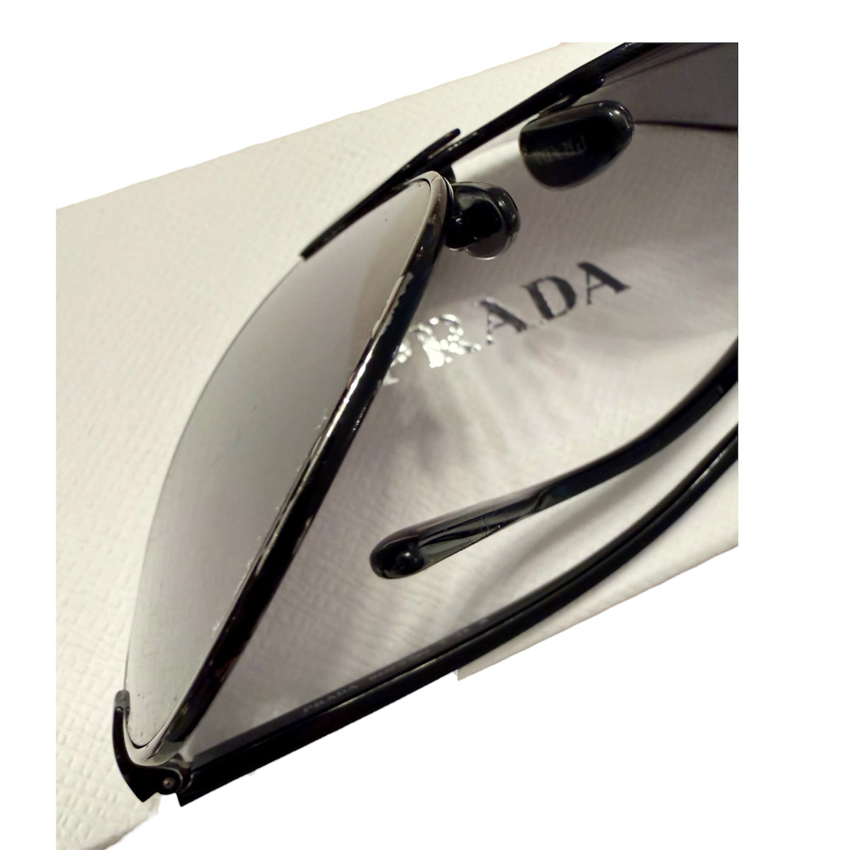 Prada PR 69ZS Black/Dark Grey (1AB5S0) Logo Shield Sunglasses