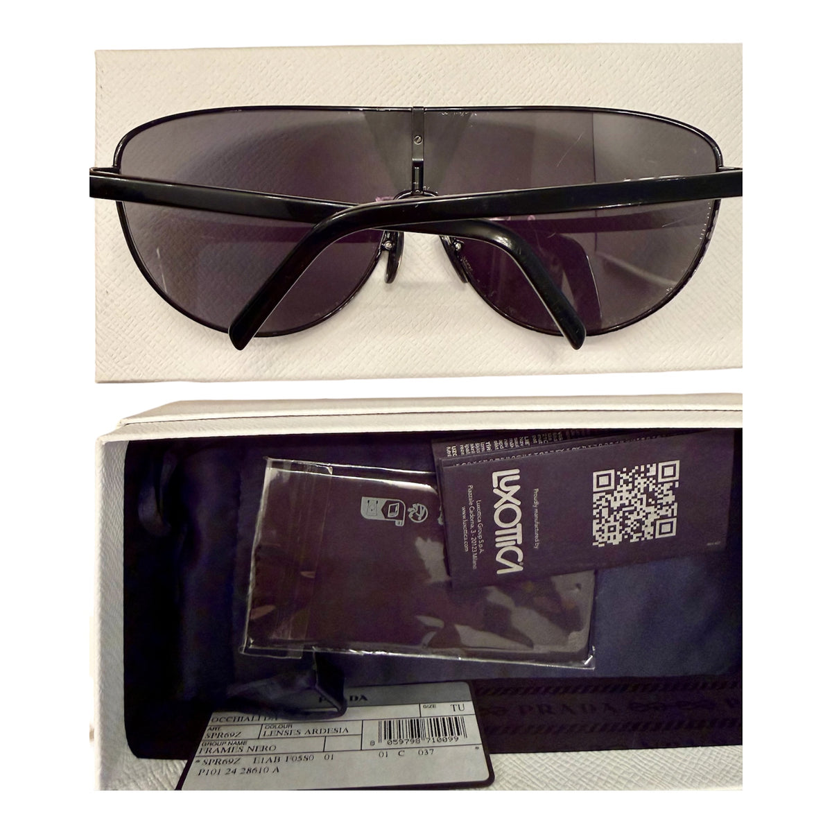 Prada PR 69ZS Black/Dark Grey (1AB5S0) Logo Shield Sunglasses
