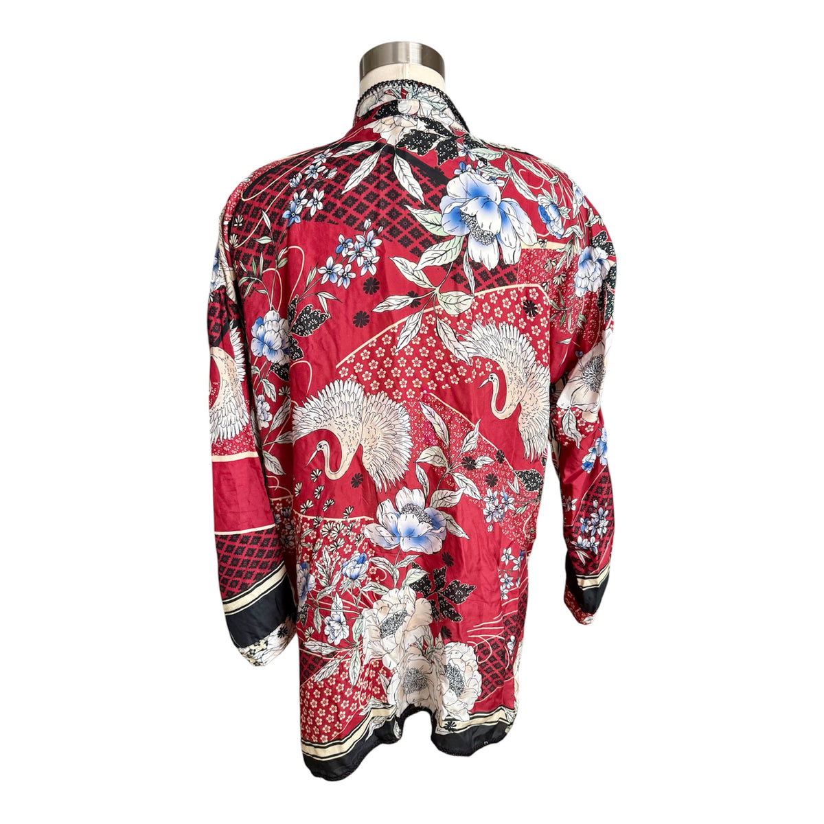Johnny Was Crane Mallory Mix Print Silk Blouse Top Sz Small