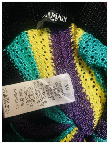 BALMAIN Striped Multicolor Knit Crochet Flare Pants Sz 36 NWOT