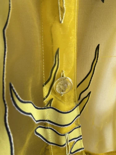 Vintage Gianni Versace Yellow Cardigan Sheer Panel Shirt Sz 42 1990’s