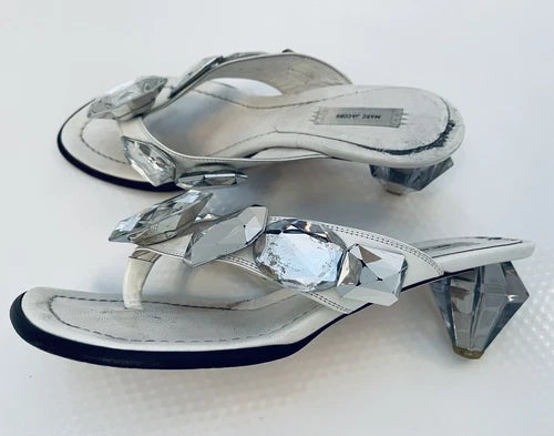 Marc Jacobs White Jeweled Thong Sandals Sz 9 Super Rare!
