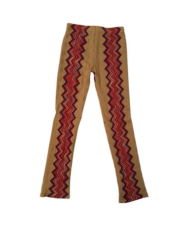 Missoni Vintage Zig Zag Red Tan Slim Pants Sz Small