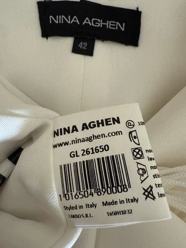 Nina Aghen White Fringe Vest Top Western Boho Style Sz 42