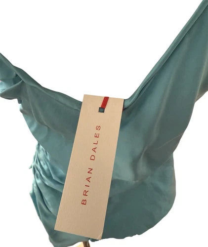Brian Dales Blue Silk Hand Sewn Asymmetrical Top NWT