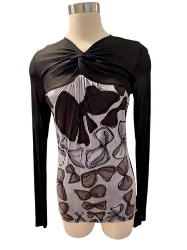 PAOLA FRANI Bow Print Black/white Pullover Sz 42