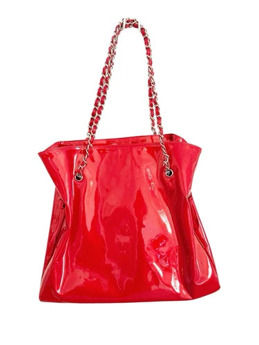 Chanel Bon Bon Patent Leather Red Crystal Strass Tote Bag