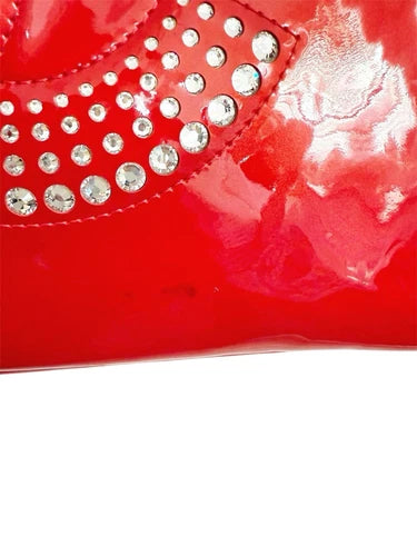 Chanel Bon Bon Patent Leather Red Crystal Strass Tote Bag