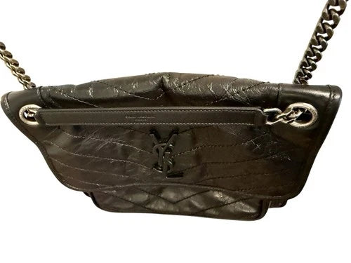 Saint Laurent YSL Niki Medium Black Vintage Leather Crossbody Bag