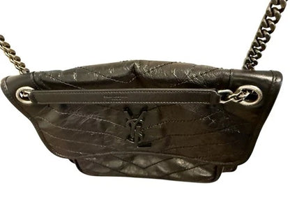 Saint Laurent YSL Niki Medium Black Vintage Leather Crossbody Bag