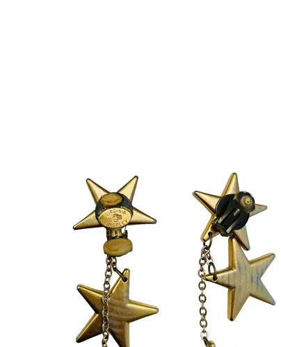 Vintage VIRGINIA SHEPLEY Long Gold Star Clip-On Earrings