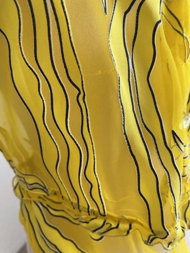 Vintage Gianni Versace Yellow Cardigan Sheer Panel Shirt Sz 42 1990’s