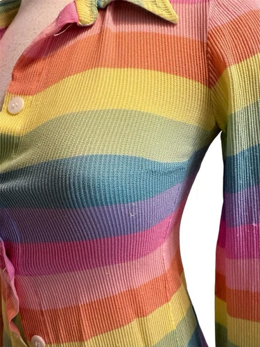 Trussardi Collection Striped Pastel Button Down Shirt Sz Med