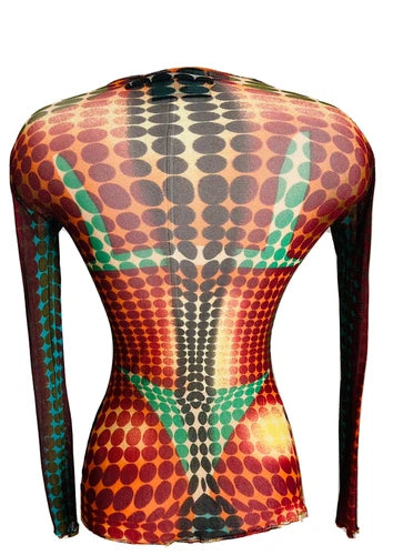 Jean Paul Gaultier Vintage Cyber Dots Most Wanted Mesh Top Shirt 1995 Runway