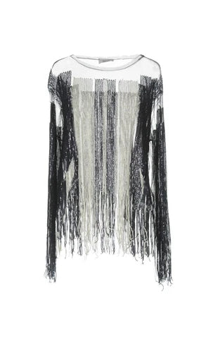 Aviu Italy Designer Fringe Sequin Tulle Tunic Sz Small