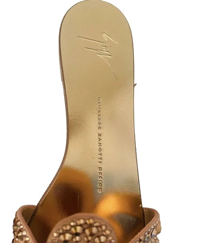 Giuseppe Zanotti Rose Gold Crystal Turchesite Thong Sandals Sz 39