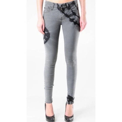 7 Seven For All Mankind Gwenevere Skinny Vintage Tie Dye Gray Jeans Sz 26