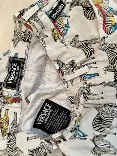 Versace Jeans Couture Zebra Print Pants Jeans Vintage 1990's