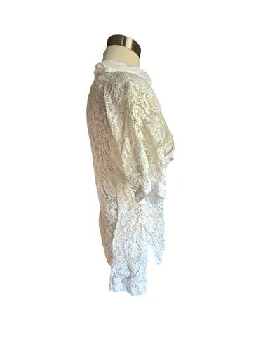 La Fabrica Del Lino LFDL White Lace Polo Shirt Sz Sm Italy