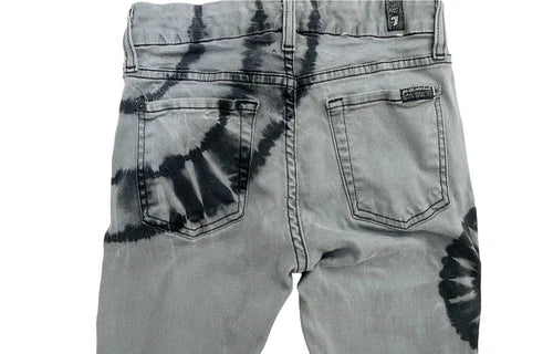 7 Seven For All Mankind Gwenevere Skinny Vintage Tie Dye Gray Jeans Sz 26
