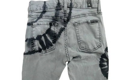 7 Seven For All Mankind Gwenevere Skinny Vintage Tie Dye Gray Jeans Sz 26