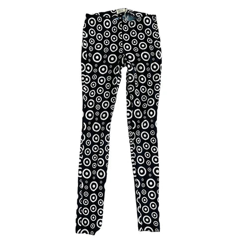 FAUSTO PUGLISI Black/white Circle Print Runway Leggings Pants Sz small