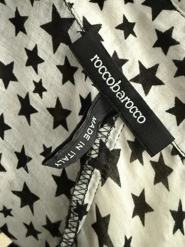 Roccobarocco Ruffle Sleeve Star Print Shirt Sz 42