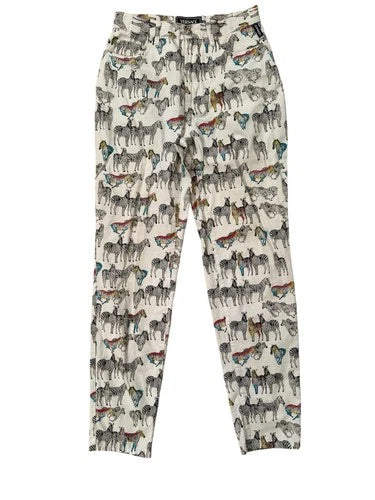 Versace Jeans Couture Zebra Print Pants Jeans Vintage 1990's