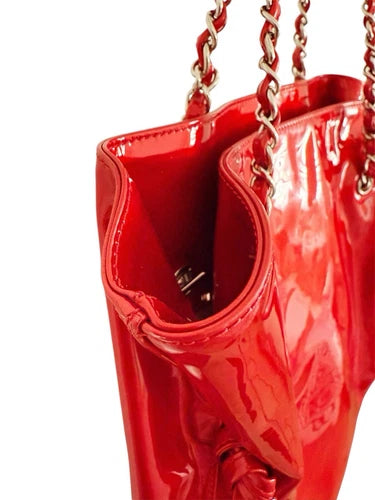 Chanel Bon Bon Patent Leather Red Crystal Strass Tote Bag