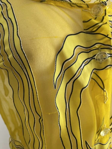 Vintage Gianni Versace Yellow Cardigan Sheer Panel Shirt Sz 42 1990’s